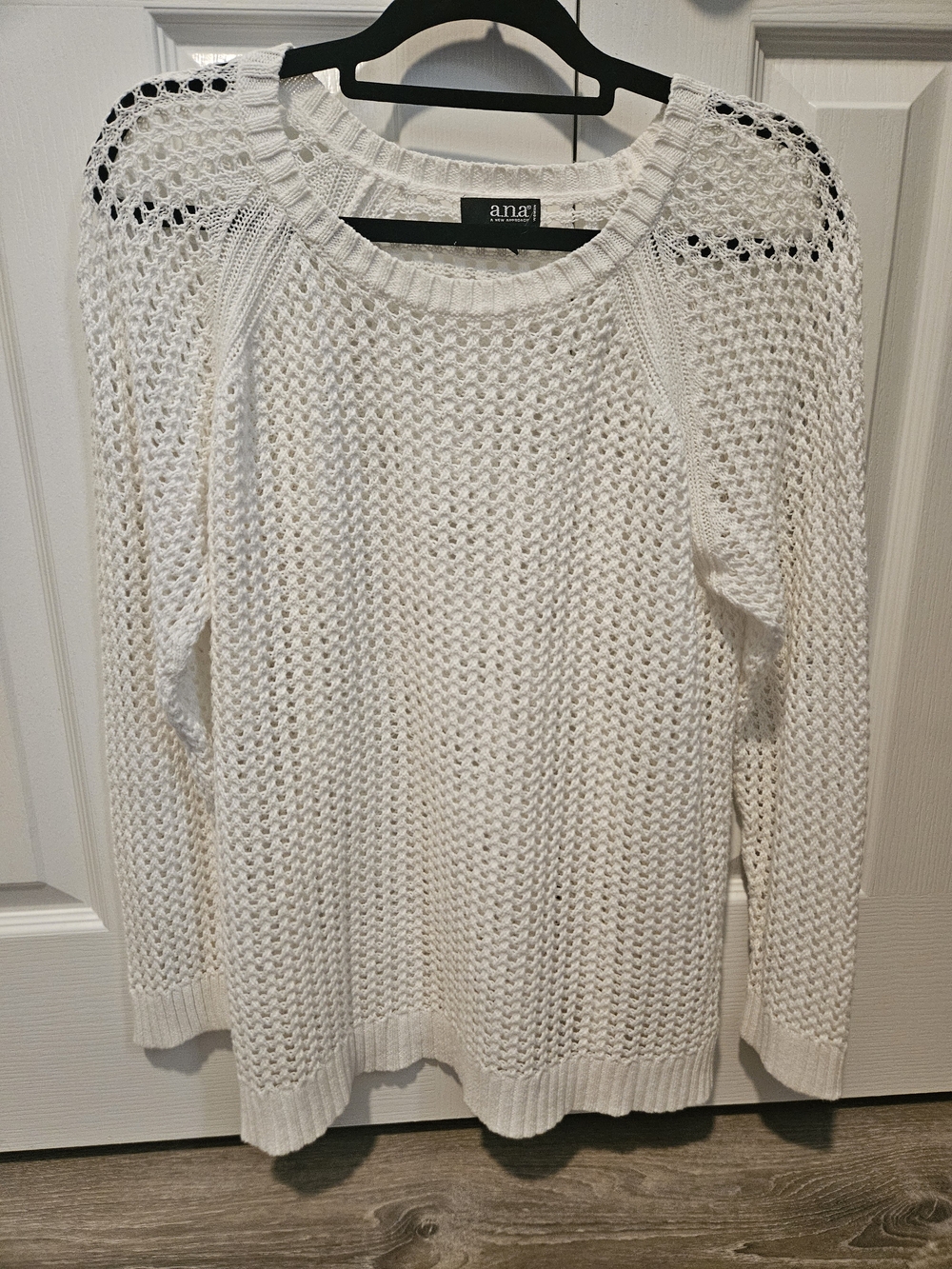 a.n.a White Open-Weave Crewneck Sweater